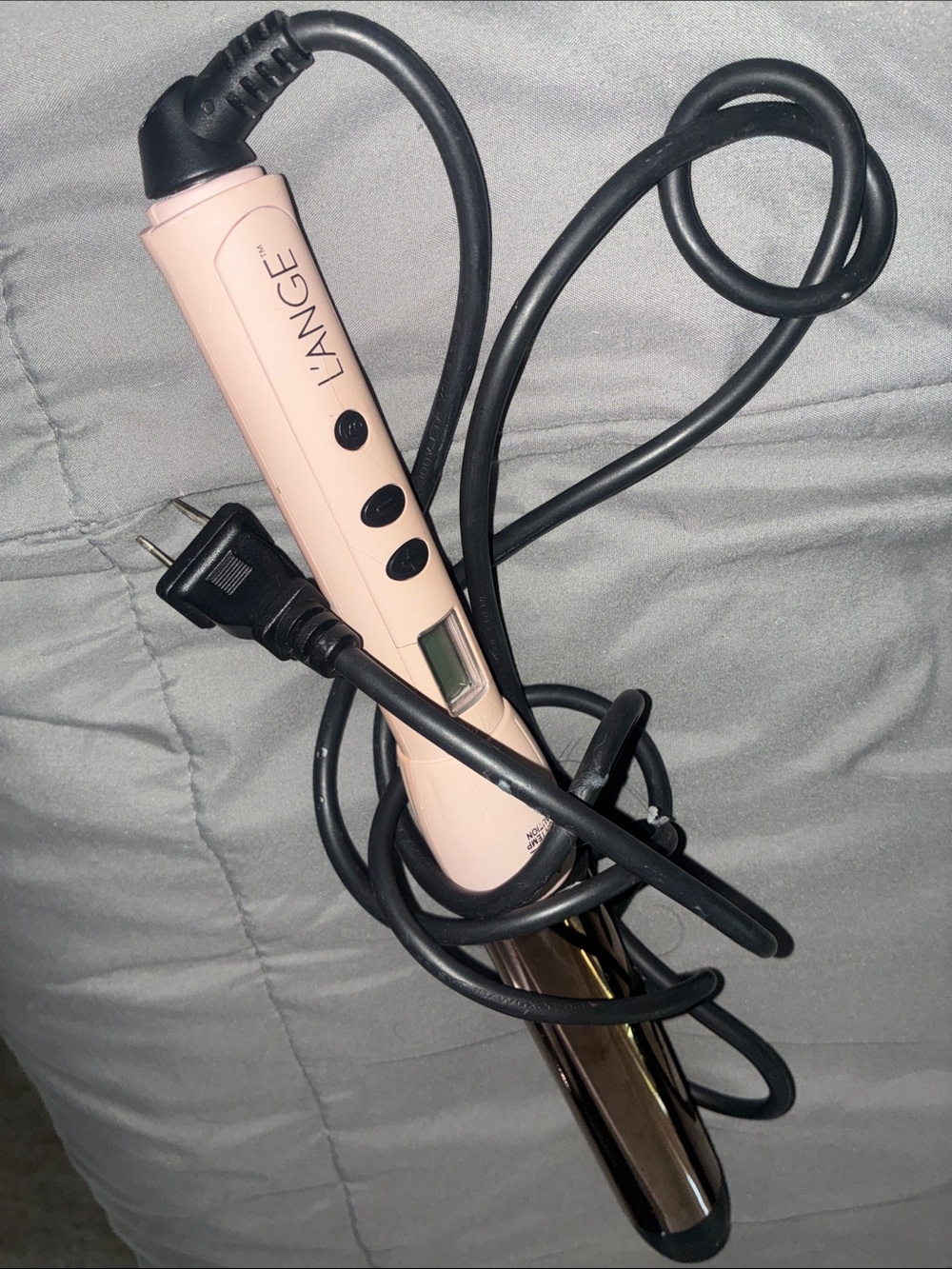Lange Pink Ceramic Curling Wand with Black Cord